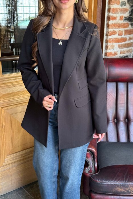 ONE COLOR SIMPLE CLASSIC WOMAN JACKET BLACK/ E ZEZE - 4