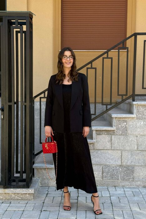 ONE COLOR SIMPLE CLASSIC WOMAN JACKET BLACK/ E ZEZE 