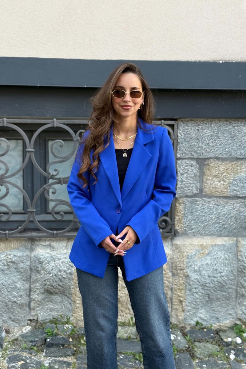 ONE COLOR SIMPLE CLASSIC WOMAN JACKET BLUE/BLU - 1