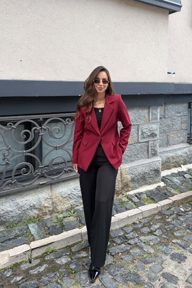 ONE COLOR SIMPLE CLASSIC WOMAN JACKET BURGUNDY/VISHNJE - 5