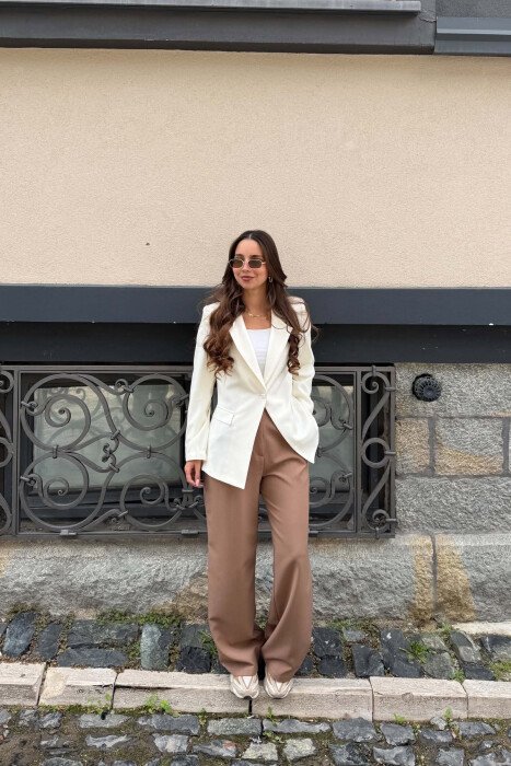 ONE COLOR SIMPLE CLASSIC WOMAN JACKET CREAM/KREM - 2