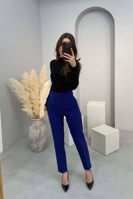 ONE COLOR SIMPLE CLASSIC WOMAN TROUSERS ELECTRIC BLUE/BLEL 