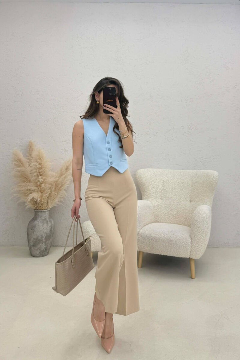 ONE COLOR SIMPLE CLASSIC WOMAN VEST BABY BLUE/BLU BY - 1