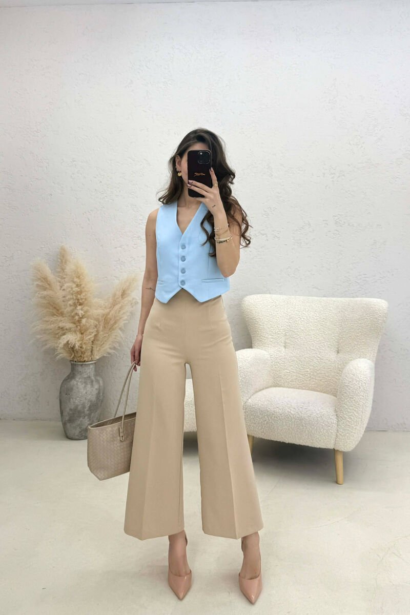 ONE COLOR SIMPLE CLASSIC WOMAN VEST BABY BLUE/BLU BY - 3