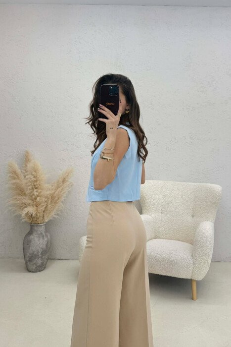 ONE COLOR SIMPLE CLASSIC WOMAN VEST BABY BLUE/BLU BY - 4