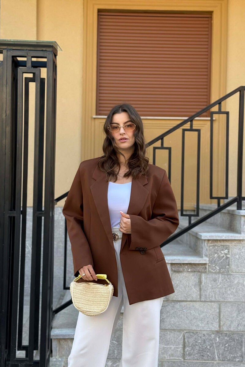 ONE COLOR SIMPLE CLASSIC WOMEN JACKET BROWN/KAFE - 2