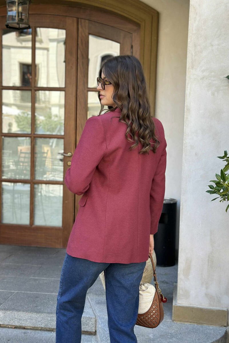 ONE COLOR SIMPLE CLASSIC WOMEN JACKET BURGUNDY/VISHNJE - 3