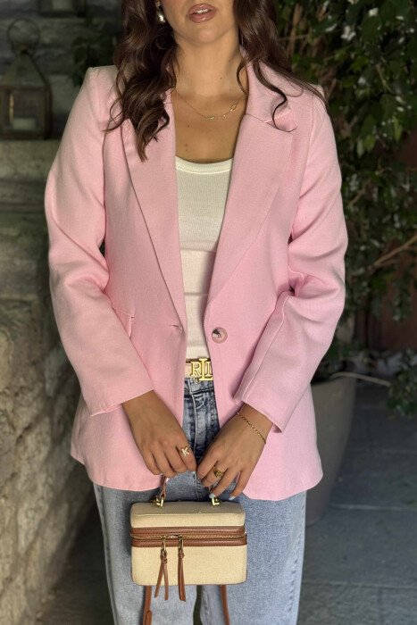 ONE COLOR SIMPLE CLASSIC WOMEN JACKET PINK/ROZE - 4