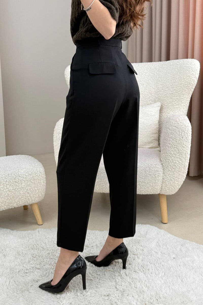 ONE COLOR SIMPLE CLASSIC WOMEN TROUSERS BLACK/ E ZEZE - 2