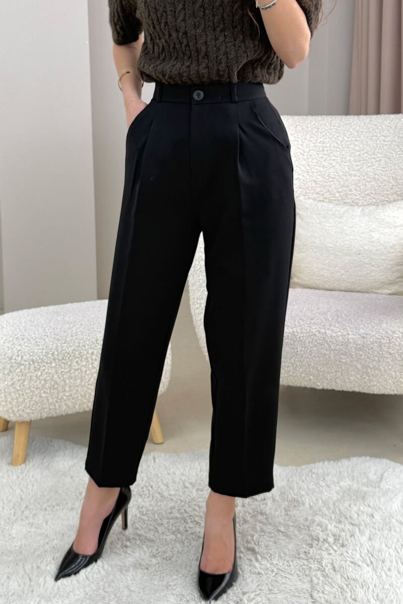 ONE COLOR SIMPLE CLASSIC WOMEN TROUSERS BLACK/ E ZEZE - 4