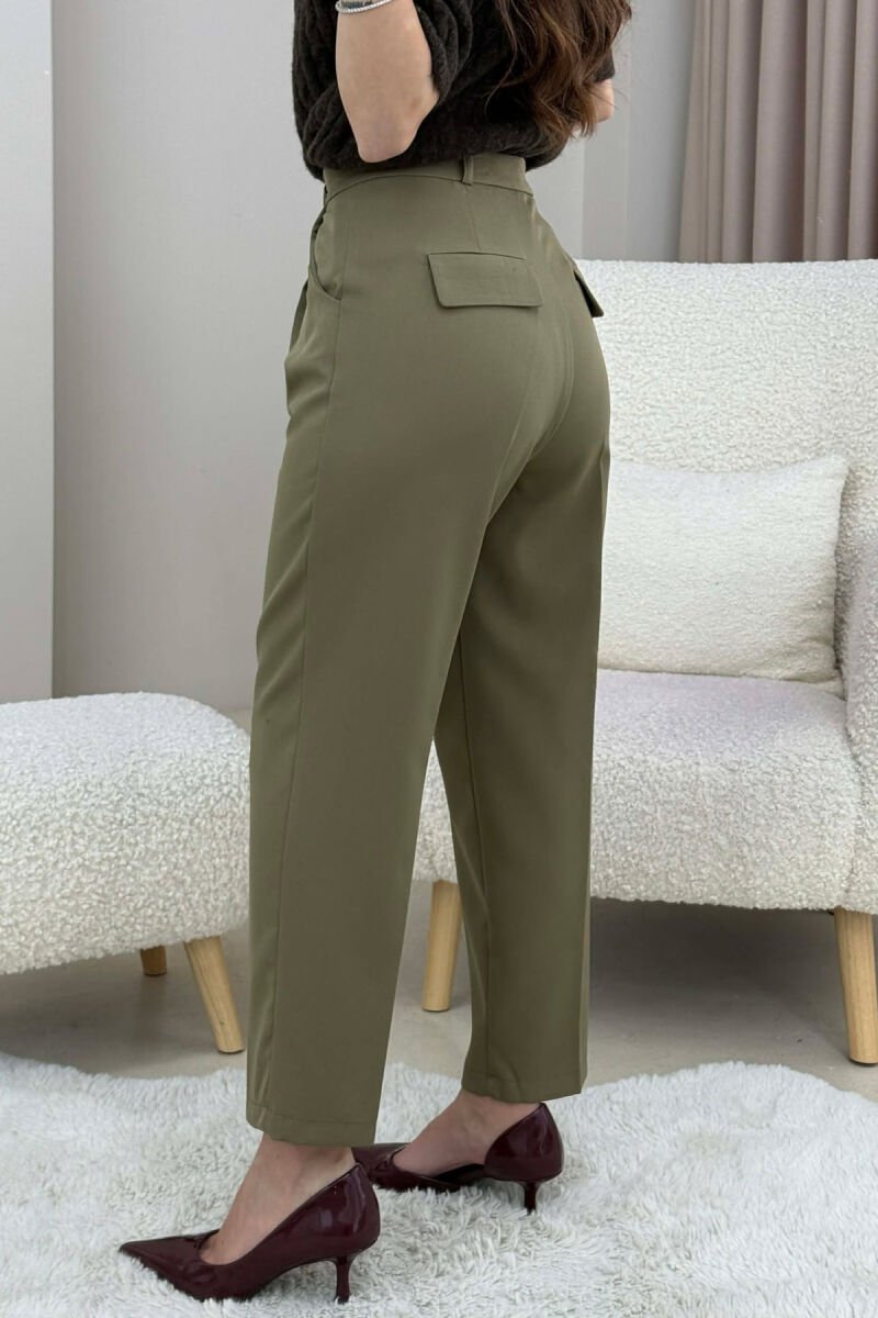 ONE COLOR SIMPLE CLASSIC WOMEN TROUSERS OLIVE/ULLI - 4