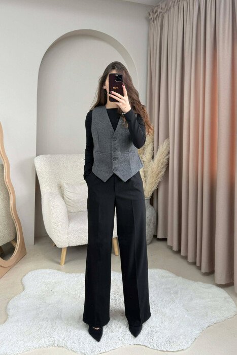 ONE COLOR SIMPLE CLASSIC WOMEN VEST DARK GREY/GEE - 1