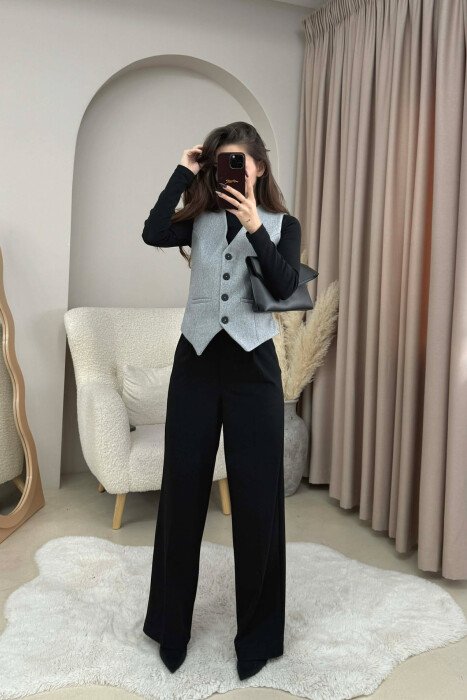 ONE COLOR SIMPLE CLASSIC WOMEN VEST LIGHT GREY/GZ - 4