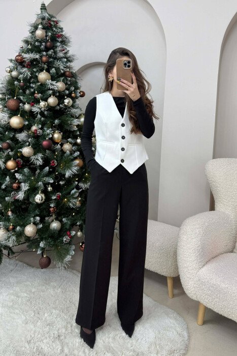 ONE COLOR SIMPLE CLASSIC WOMEN VEST WHITE-E BARDHE - 2