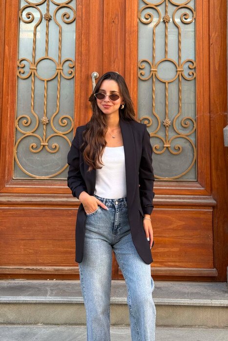 ONE COLOR SIMPLE CLASSIC WOMAN JACKET BLACK/ E ZEZE - 2