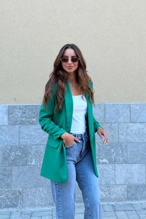 ONE COLOR SIMPLE CLASSIC WOMAN JACKET GREEN/JESHILE - 3