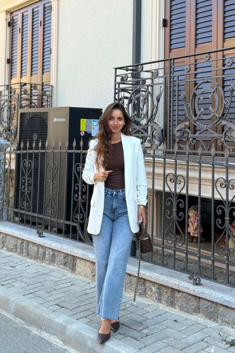 ONE COLOR SIMPLE CLASSIC WOMAN JACKET WHITE-E BARDHE - 5