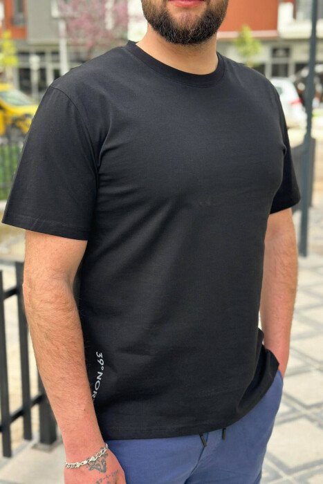 ONE COLOR SIMPLE COTTON MEN T-SHIRT BLACK/ E ZEZE - KLAUDIO FASHION