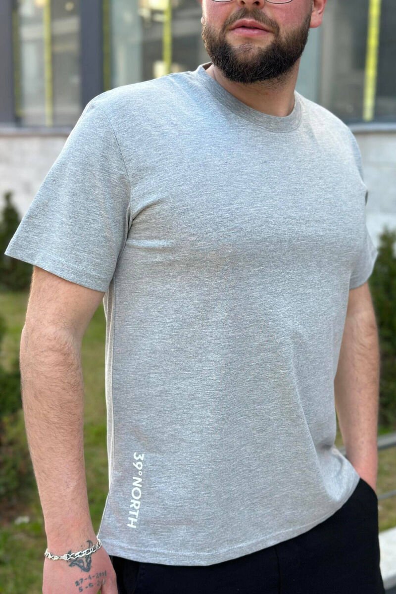 ONE COLOR SIMPLE COTTON MEN T-SHIRT GREY/GRI - 1