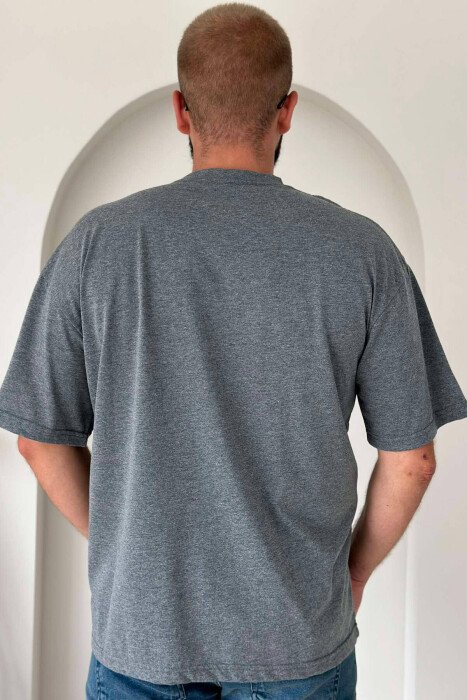 ONE COLOR SIMPLE COTTON MEN T-SHIRT GREY/GRI - 3