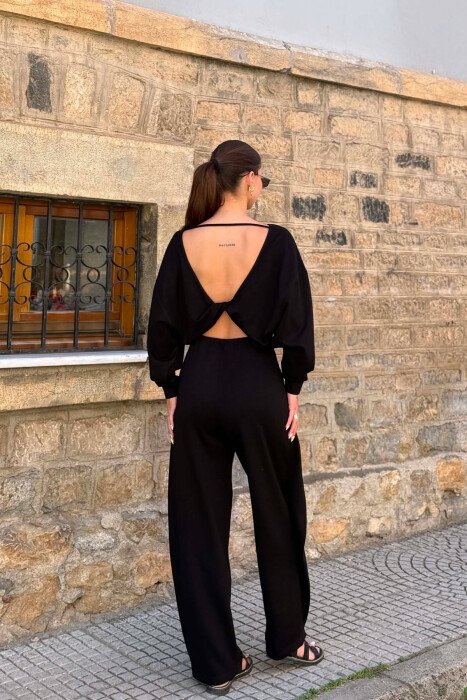 ONE COLOR SIMPLE CROP+TROUSERS WOMEN SET BLACK/ E ZEZE - 4