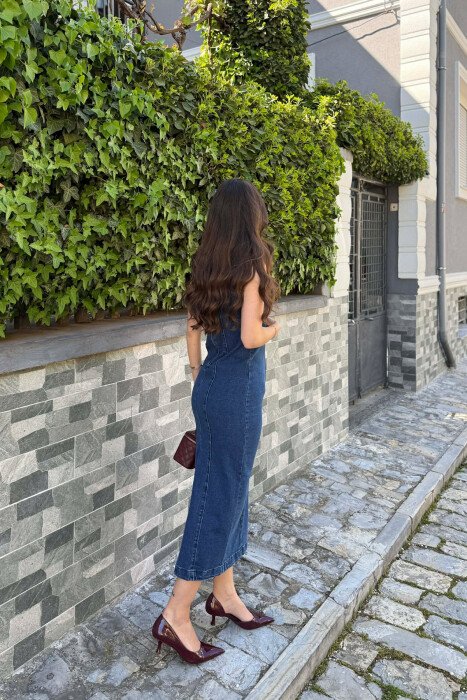 ONE COLOR SIMPLE DENIM WOMAN DRESS BLUE/BLU - 3
