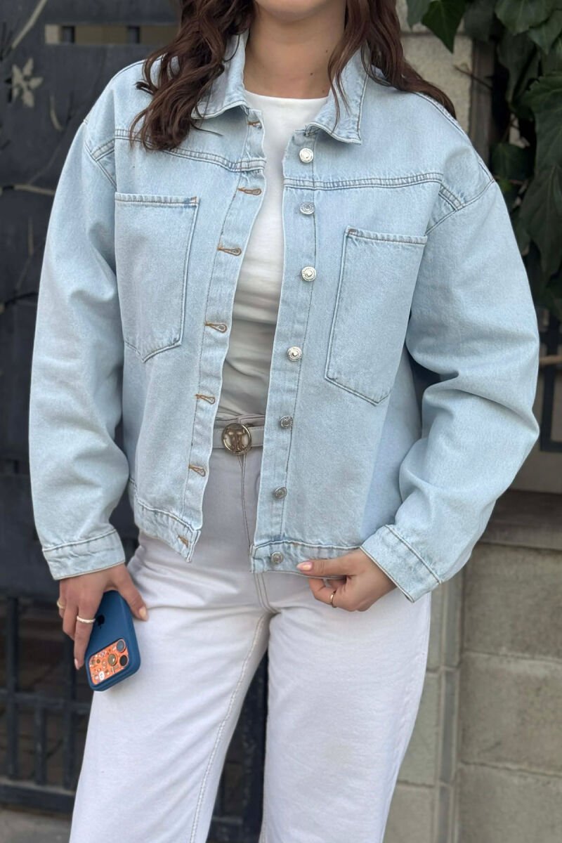 ONE COLOR SIMPLE DENIM WOMEN JACKET LIGHTBLUE/BZ - 3