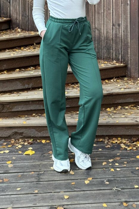 ONE COLOR SIMPLE ELASTIC WAIST WOMEN SWEATPANTS GREEN/JESHILE - 3