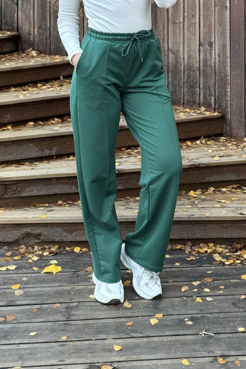 ONE COLOR SIMPLE ELASTIC WAIST WOMEN SWEATPANTS GREEN/JESHILE - 3
