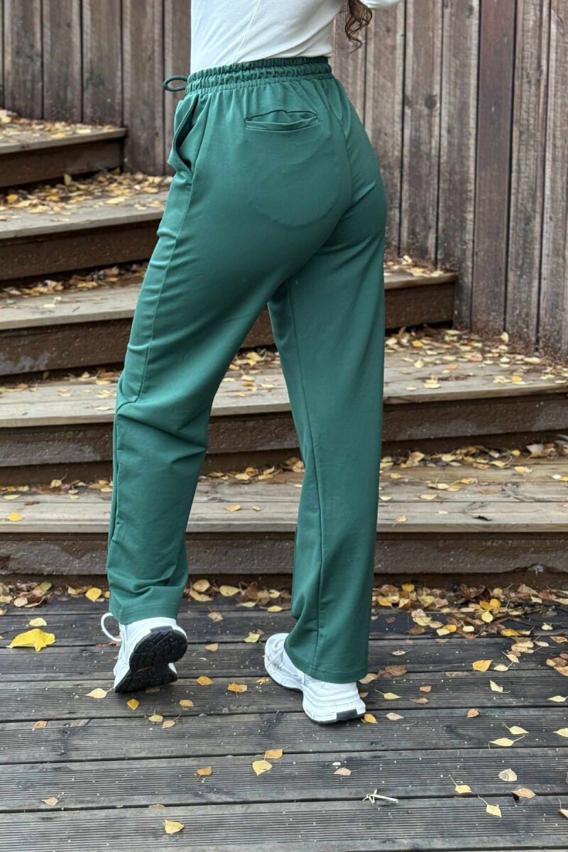 ONE COLOR SIMPLE ELASTIC WAIST WOMEN SWEATPANTS GREEN/JESHILE - 4