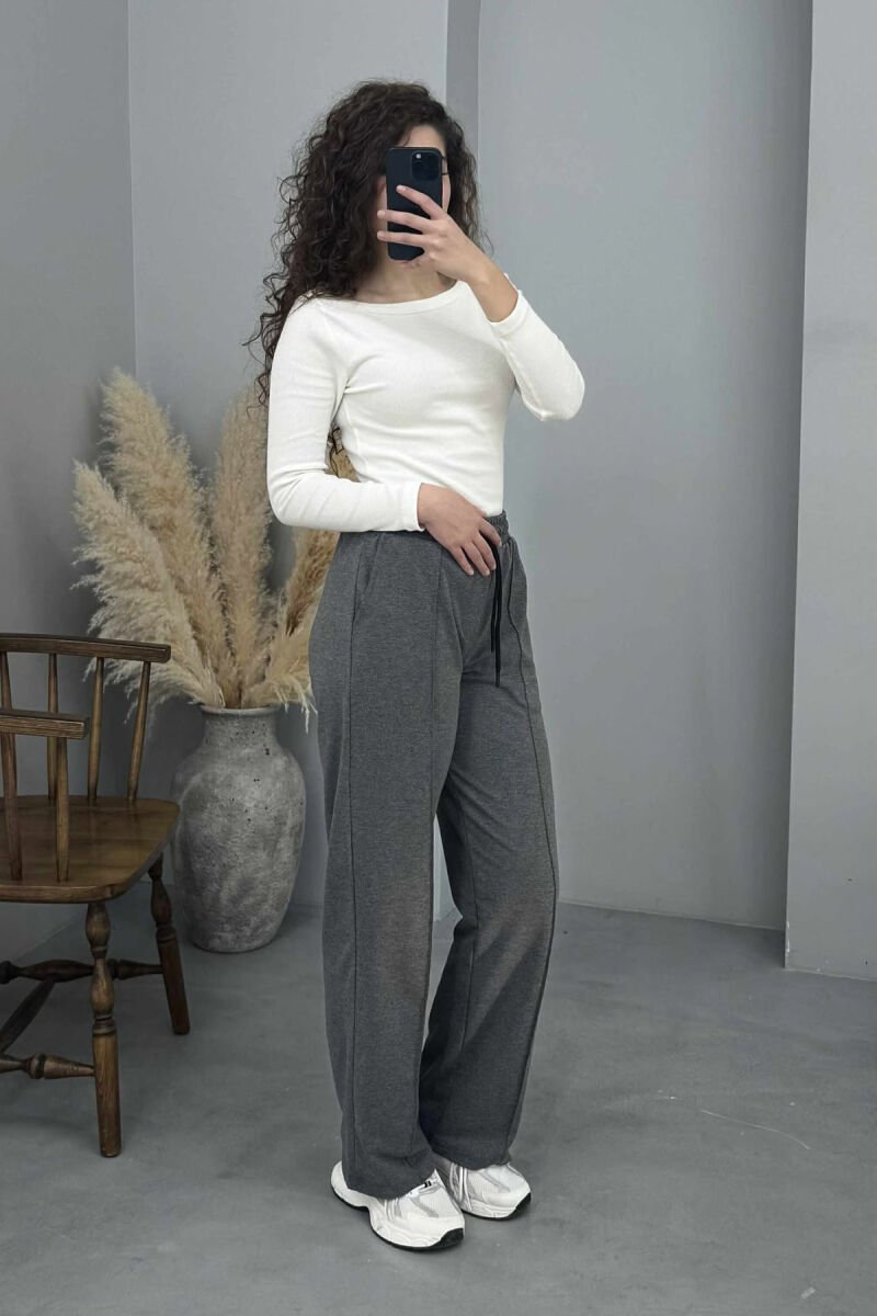 ONE COLOR SIMPLE ELASTIC WAIST WOMEN SWEATPANTS GREY/GRI - 2