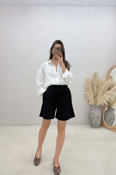 TUTA TE SHKURTRA ME BEL ELASTIK PER FEMRA NE NGJYRE TE ZEZE - KLAUDIO FASHION