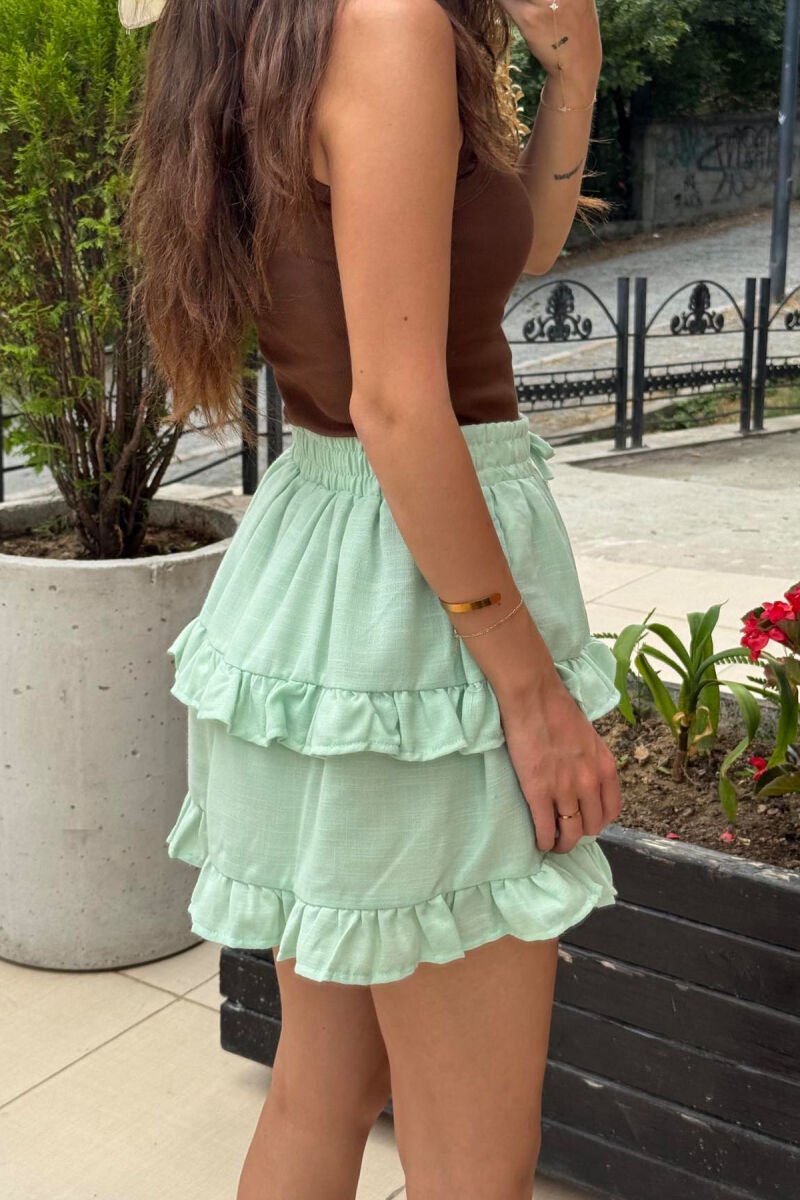 ONE COLOR SIMPLE ELASTIC WAIST WOMEN SKIRT MINT/MENTE - 4
