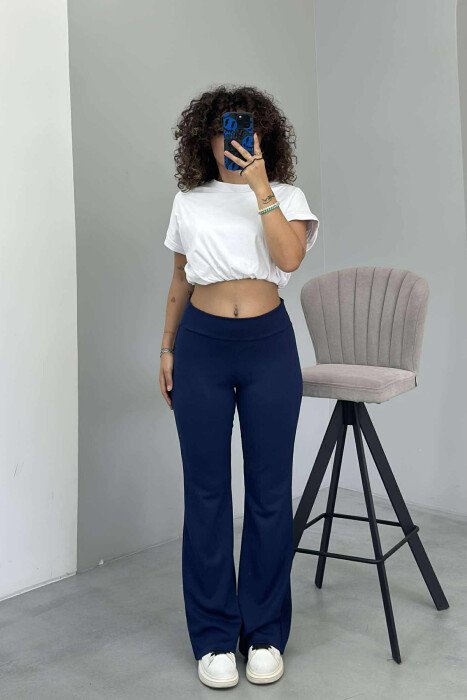 ONE COLOR SIMPLE ELASTIC WOMEN SWEATPANTS BLUE/BLU - 3