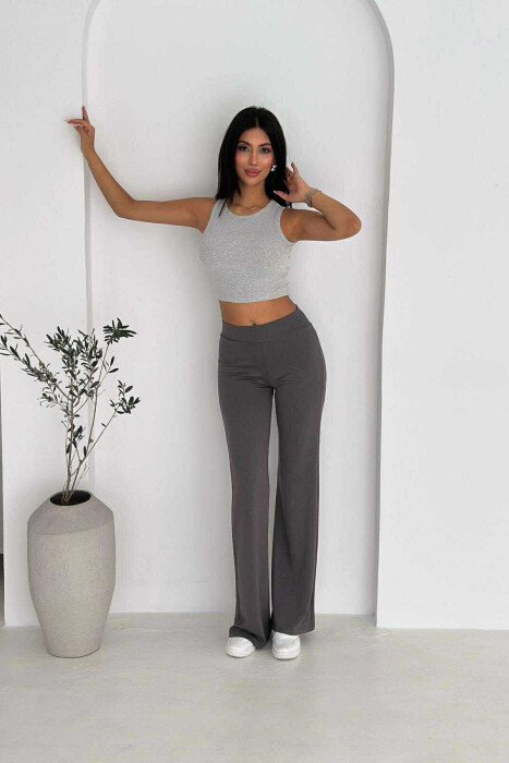 ONE COLOR SIMPLE ELASTIC WOMEN SWEATPANTS GREY/GRI - 8