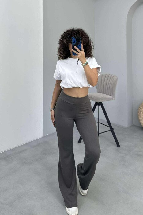 ONE COLOR SIMPLE ELASTIC WOMEN SWEATPANTS GREY/GRI - 4