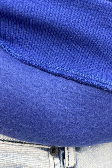 ONE COLOR SIMPLE FLUFFY MEN HOODIE BLUE/BLU - 5
