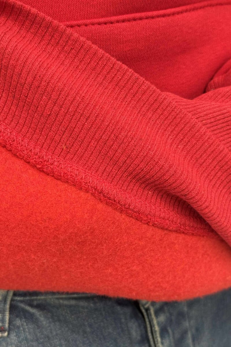 ONE COLOR SIMPLE FLUFFY MEN HOODIE RED/E KUQE - 5