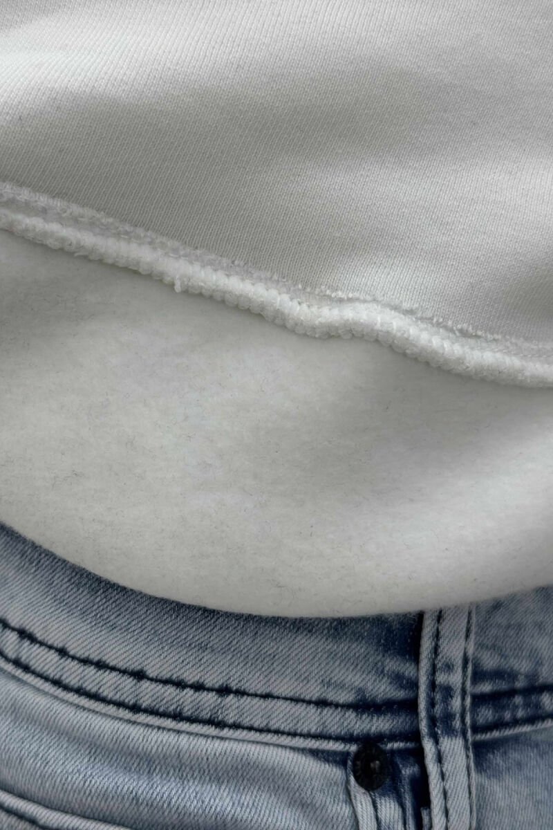 ONE COLOR SIMPLE FLUFFY MEN HOODIE WHITE-E BARDHE - 4