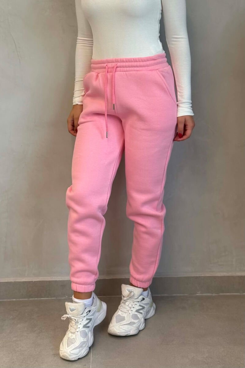 ONE COLOR SIMPLE FLUFFY WOMAN SWEATPANTS BABY PINK/ROZB - 3