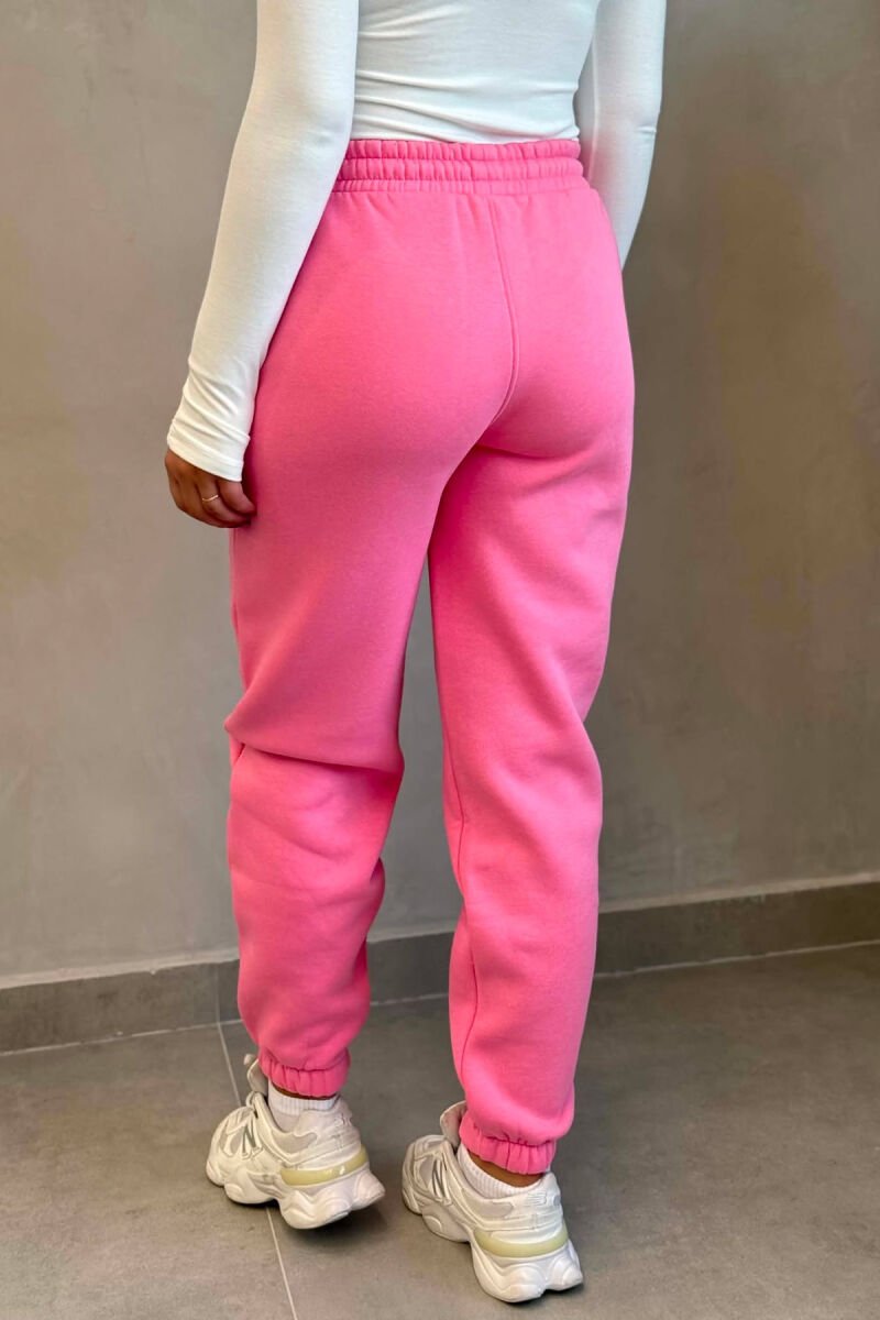 ONE COLOR SIMPLE FLUFFY WOMAN SWEATPANTS PINK/ROZE - 4