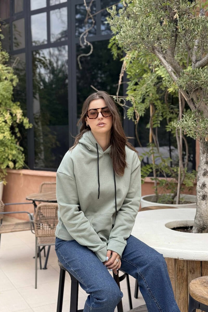 ONE COLOR SIMPLE FLUFFY WOMEN HOODIE OLIVE/ULLI - 2