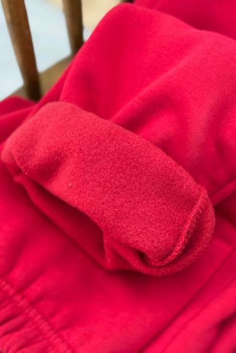 ONE COLOR SIMPLE FLUFFY WOMEN JOGGERS RED/E KUQE - 4