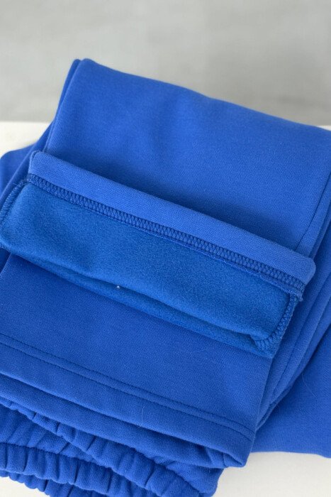 ONE COLOR SIMPLE FLUFFY WOMEN SWEATPANTS BLUE/BLU - 3