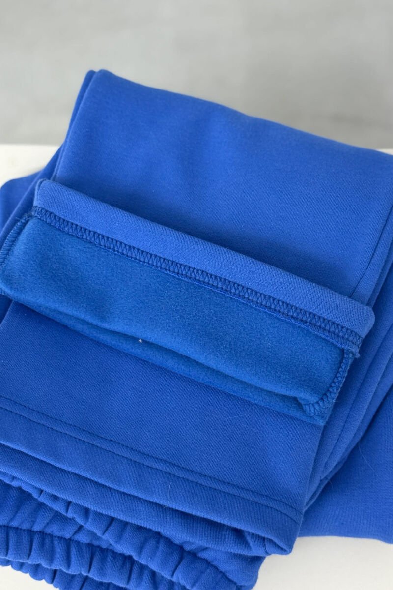 ONE COLOR SIMPLE FLUFFY WOMEN SWEATPANTS BLUE/BLU - 3