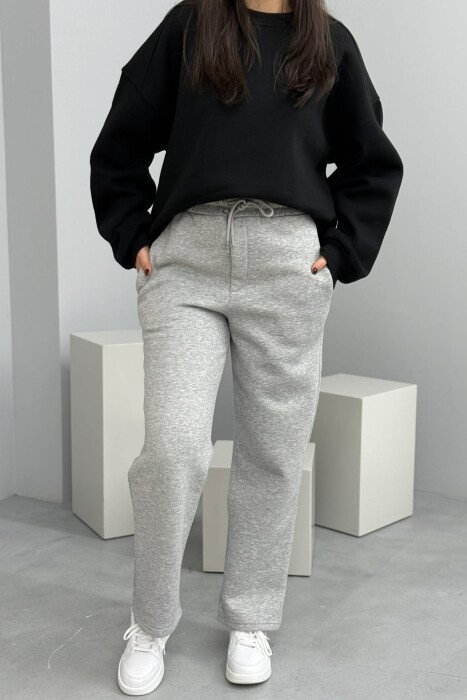ONE COLOR SIMPLE FLUFFY WOMEN SWEATPANTS GREY/GRI 
