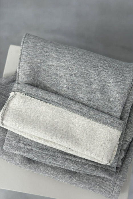 ONE COLOR SIMPLE FLUFFY WOMEN SWEATPANTS GREY/GRI - 3