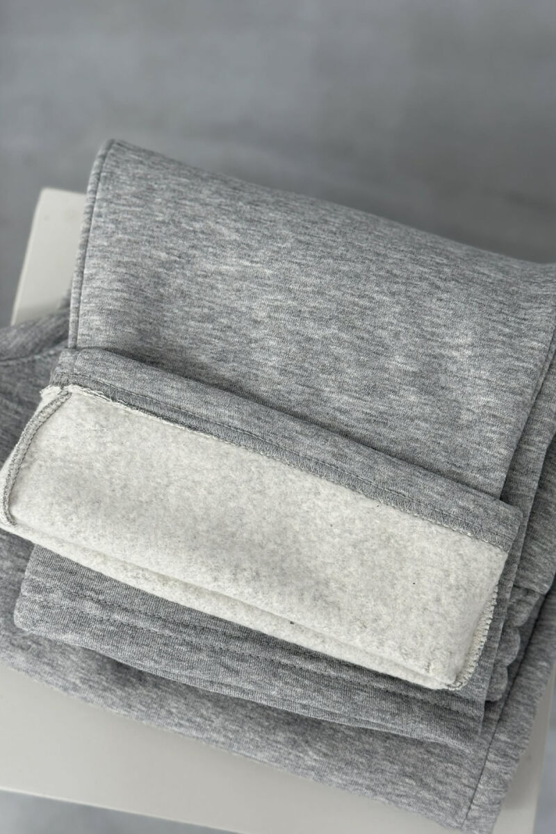 ONE COLOR SIMPLE FLUFFY WOMEN SWEATPANTS GREY/GRI - 3