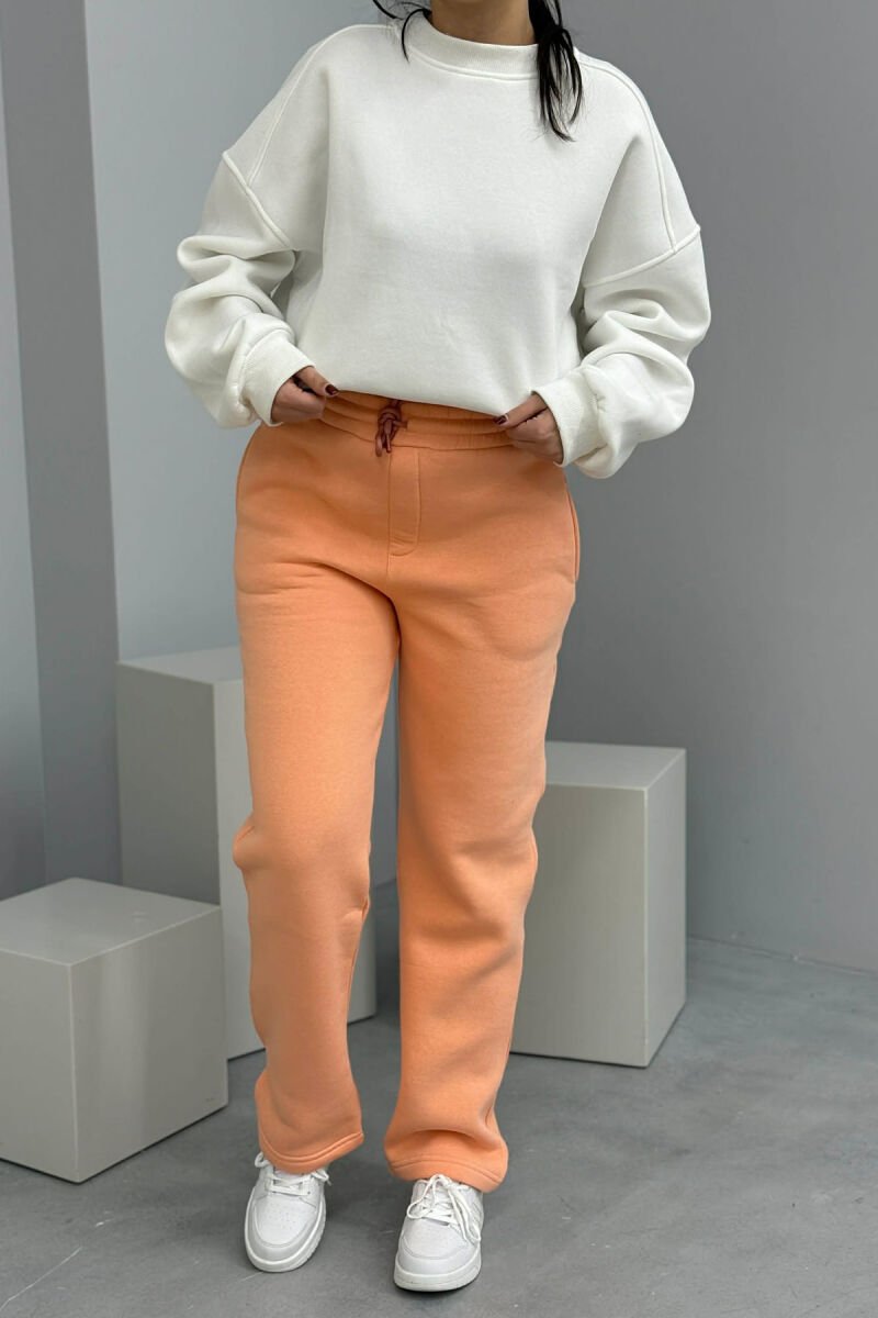 ONE COLOR SIMPLE FLUFFY WOMEN SWEATPANTS SALMON/SALMON - 1