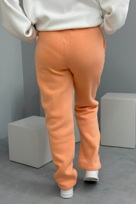 ONE COLOR SIMPLE FLUFFY WOMEN SWEATPANTS SALMON/SALMON - 2